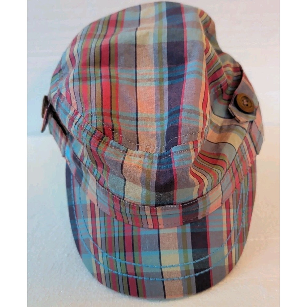 Blue Chair Bay Light Blue Pink Girly Plaid Baseball Cap OSM With STRETCHY back
